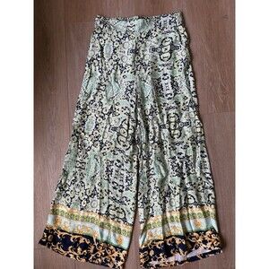 Rachel Zoe Pants Small STRETCHY SATIN Floral Pull On Elastic Waist